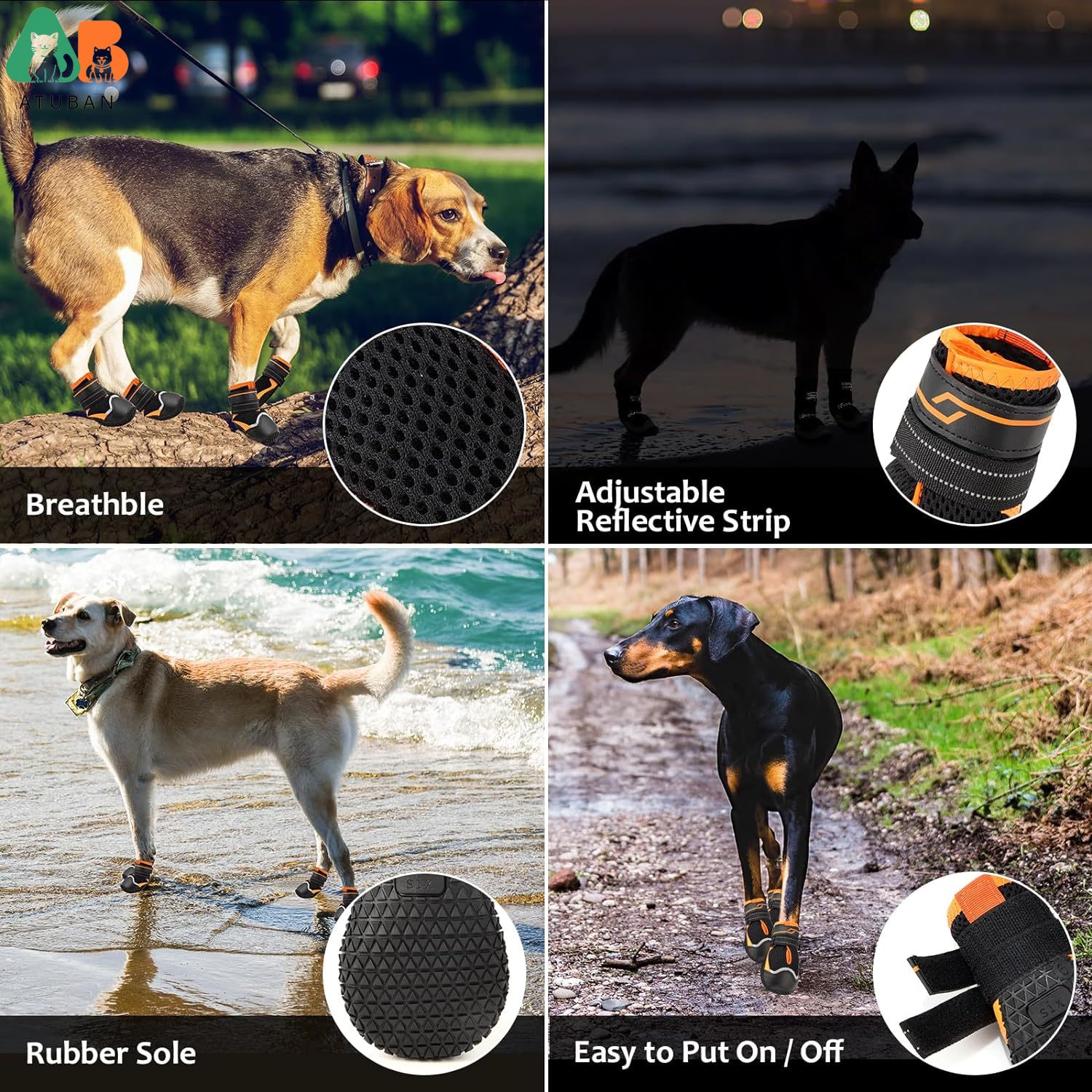 أحذية آتوبان المضادة للانزلاق  - مراجعة Dog Booties Paw Protector وسعره